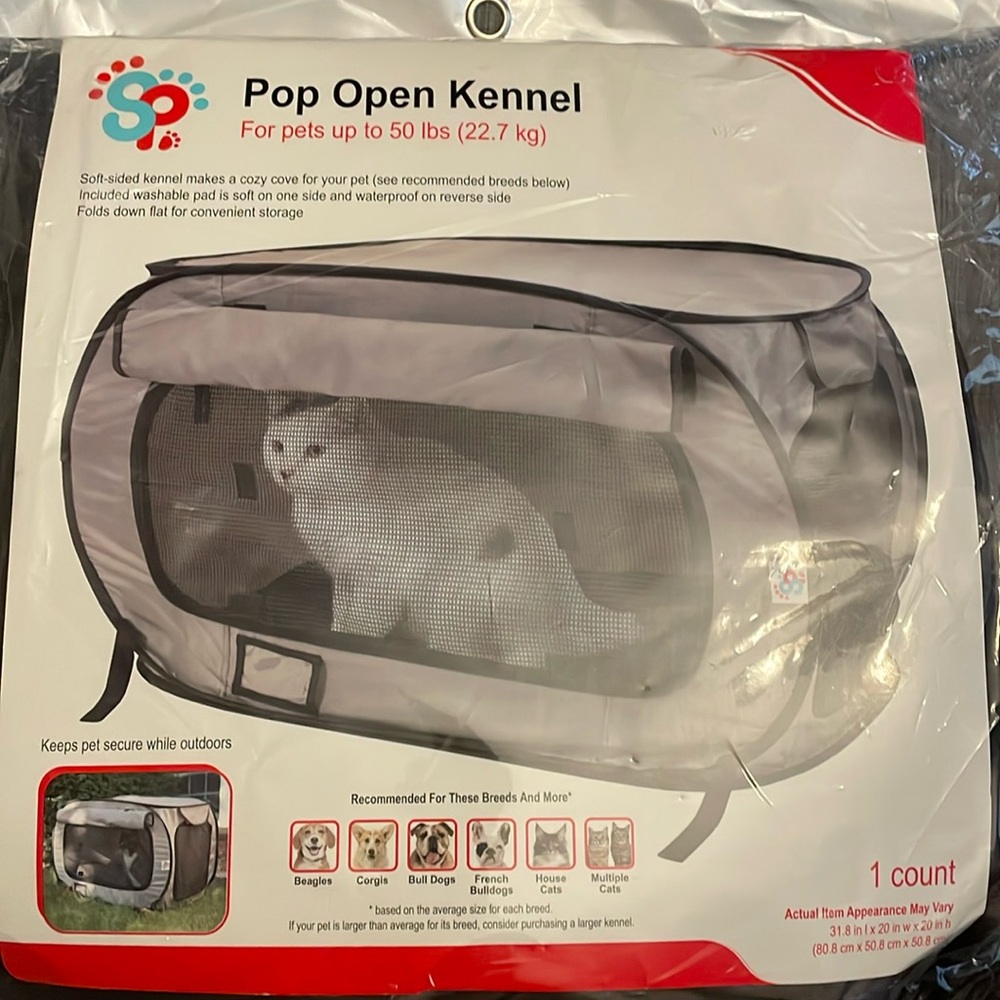 Sport Pet Pop Open Kennel - for pets up to 50 lbs - New, Unopened